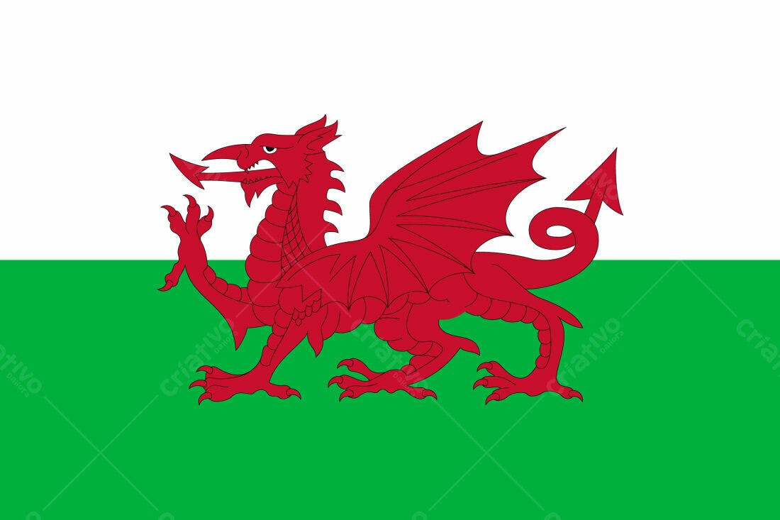 Bandeira do País de Gales Dragão Vermelho