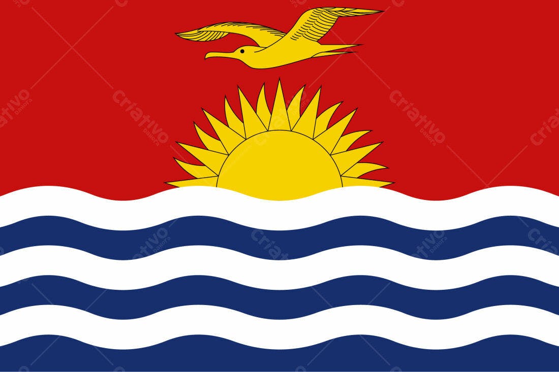 Bandeira de Kiribati Sol pássaro vermelho azul branco
