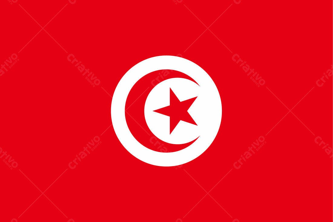 Bandeira da Tunísia fundo vermelho
