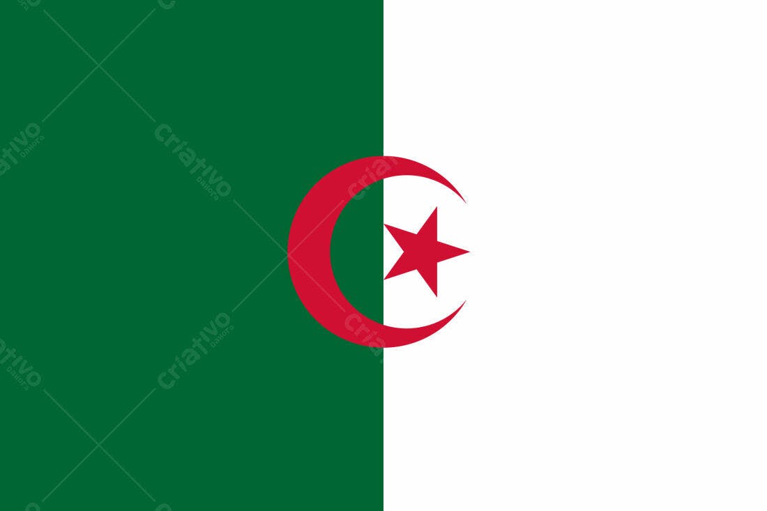Bandeira da Argélia verde branca vermelha