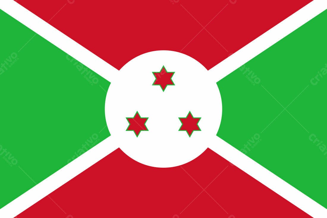 Bandeira de Burundi cores verde vermelho e branco