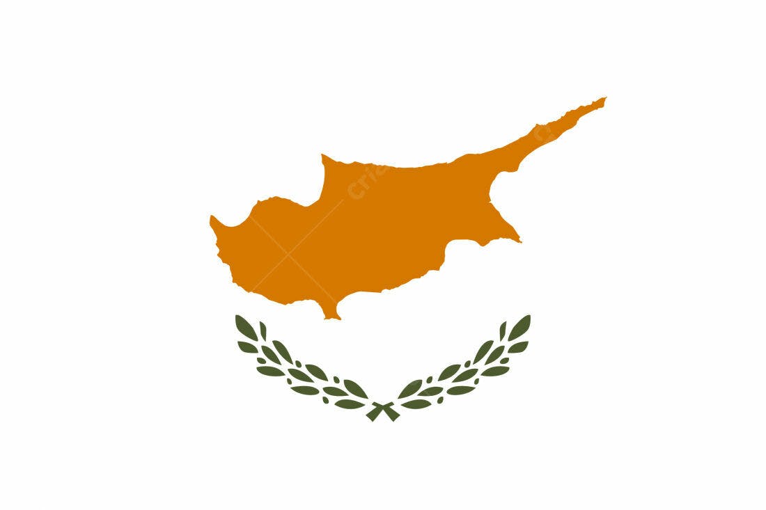 Bandeira de Chipre com ramos de oliveira
