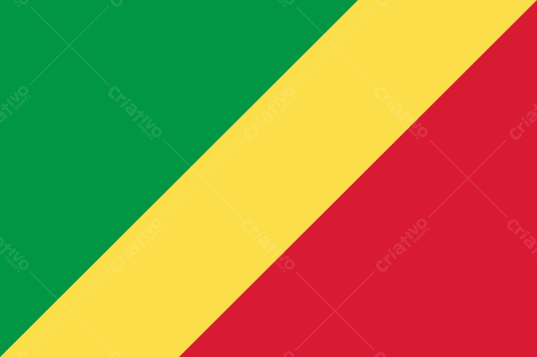 Bandeira da República do Congo cores verde amarelo e vermelho