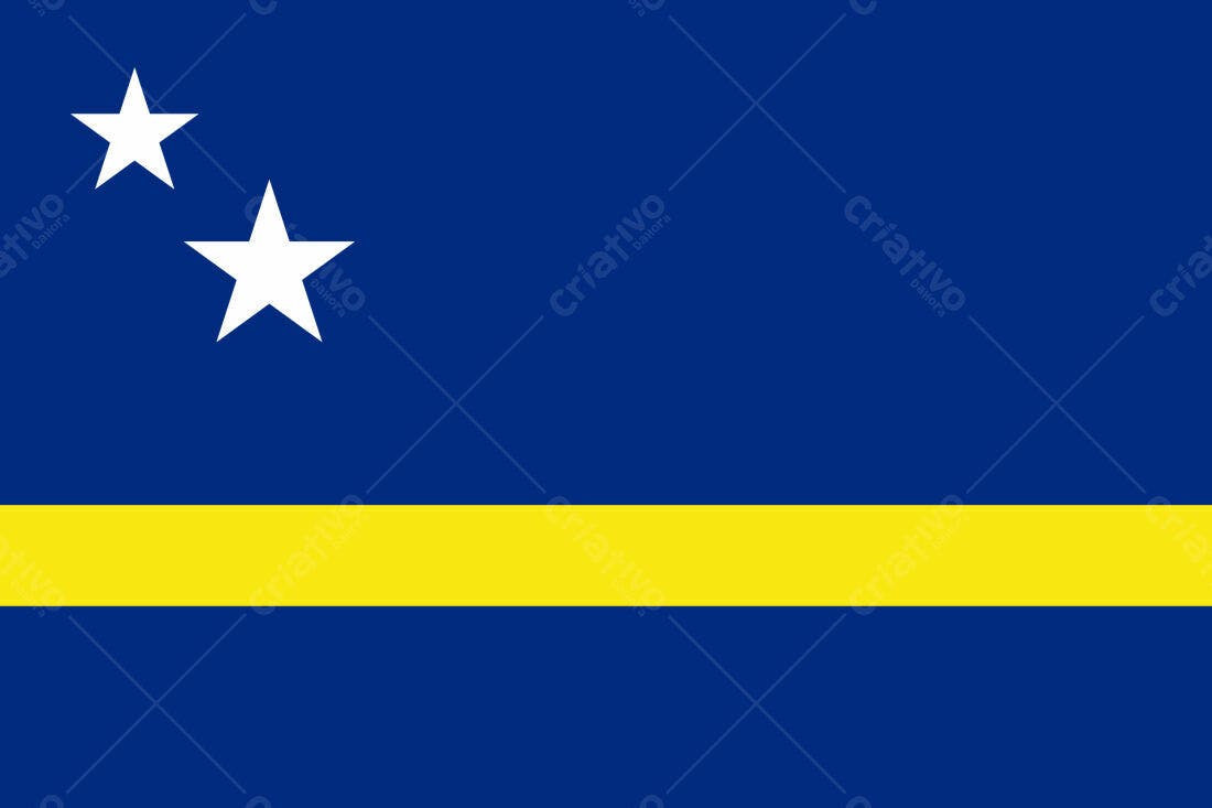 Bandeira Curaçao azul e amarela com estrelas brancas