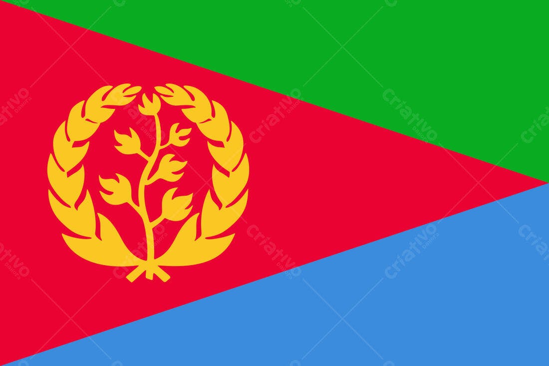 Bandeira Eritreia Verde Vermelho Azul