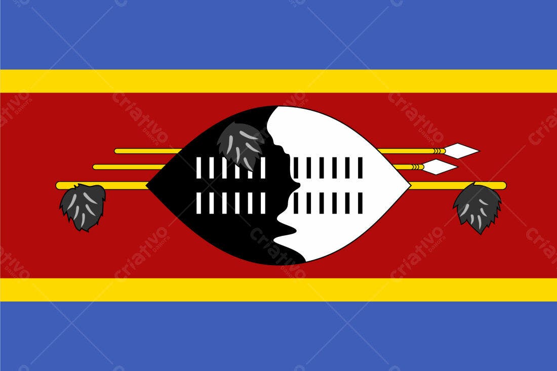 Bandeira de Suazilândia escudo e lanças