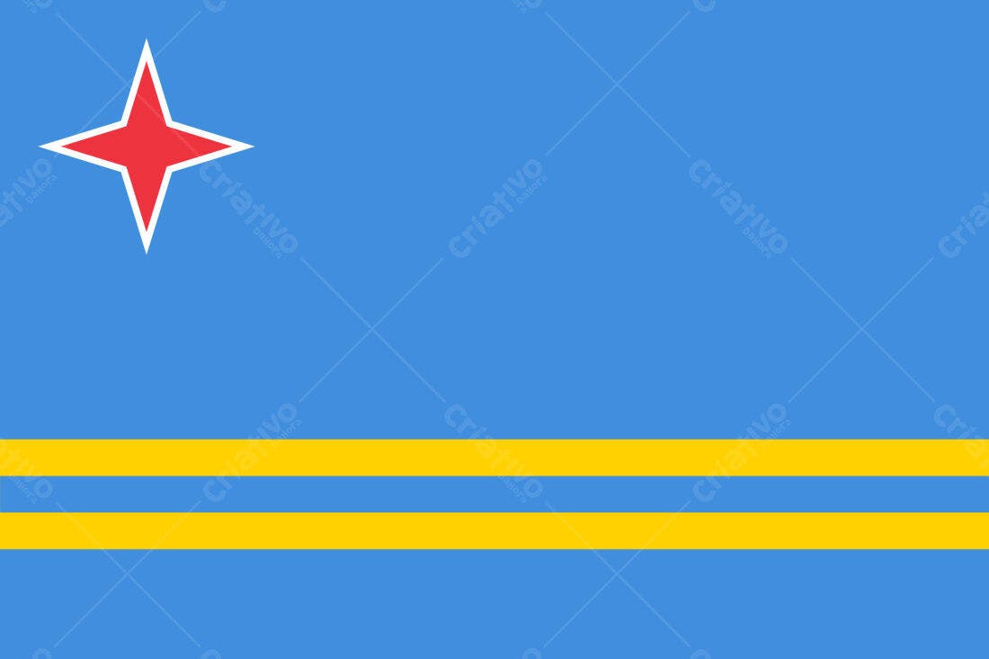 Bandeira de Aruba estrela vermelha e listras amarelas