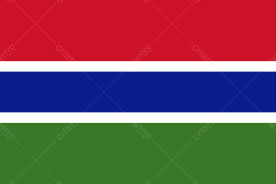 Bandeira da Gâmbia cores vermelha azul e verde