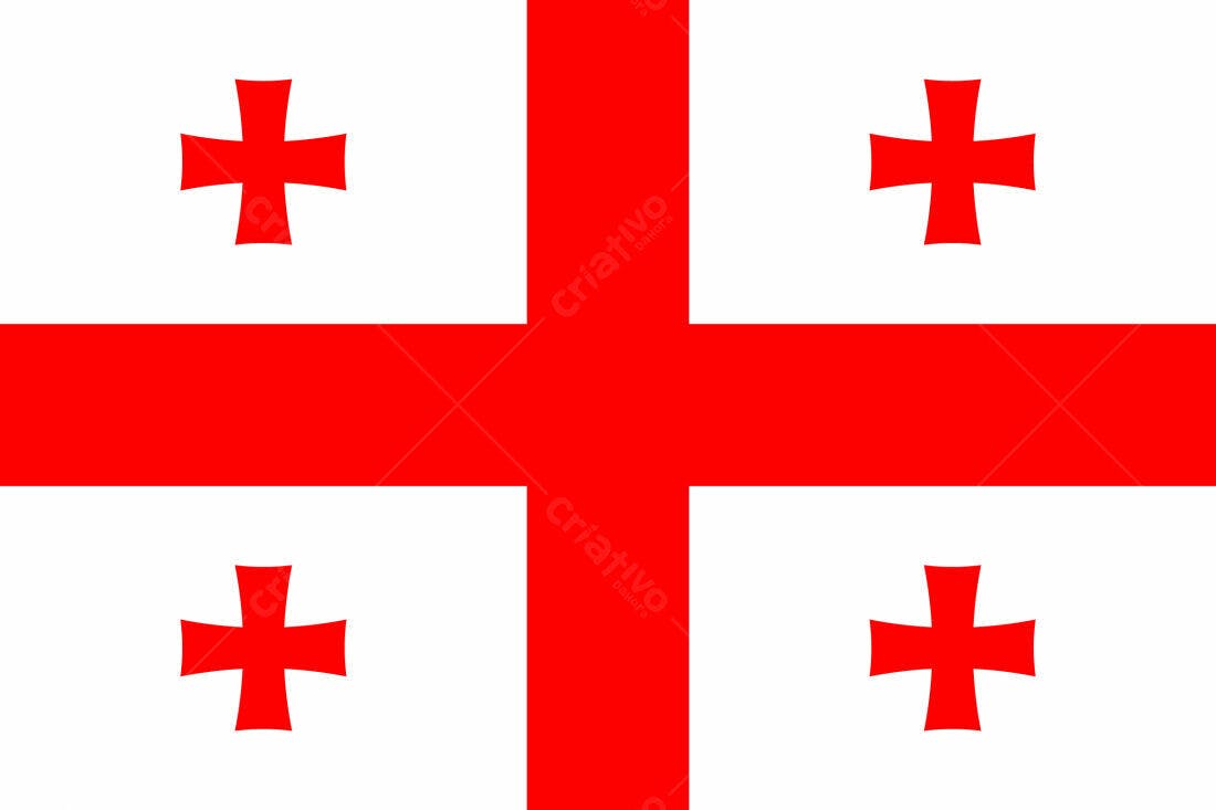 Bandeira da Geórgia fundo branco e vermelho