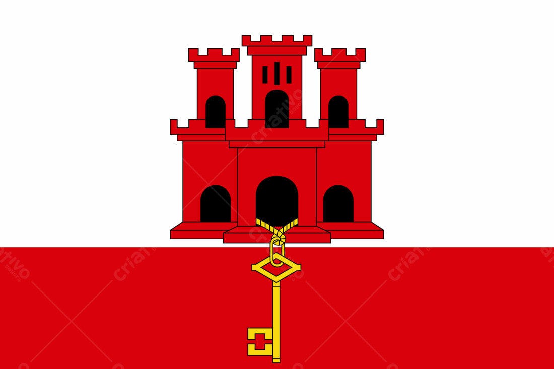 Bandeira de Gibraltar Castelo e Chave