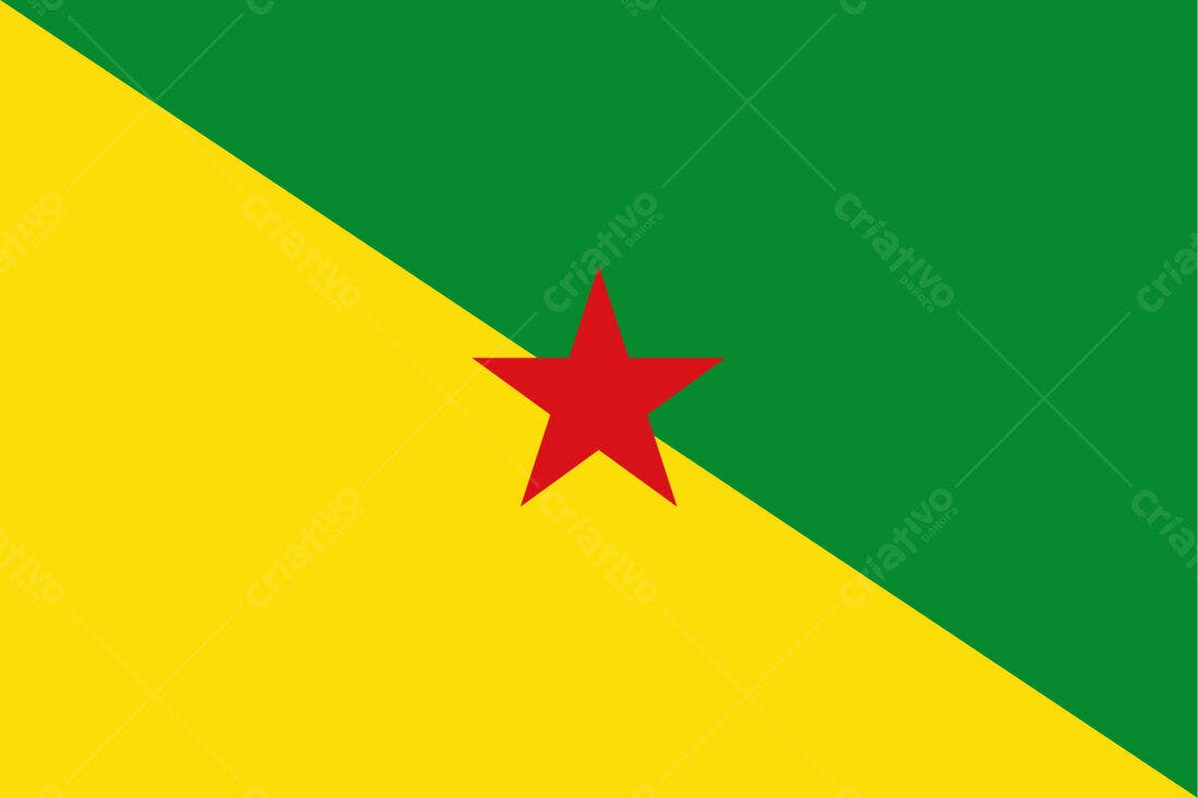 Bandeira da Guiana Francesa estrela vermelha