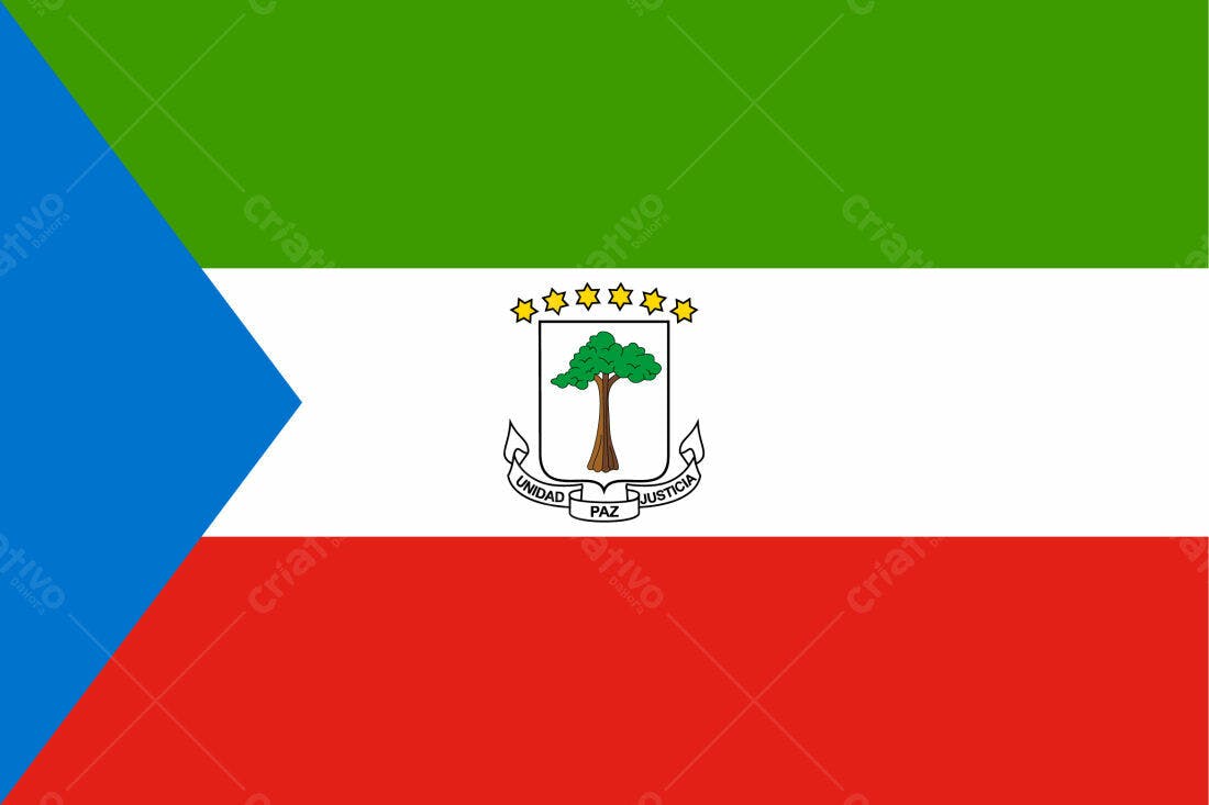 Bandeira Equatorial Guiné Verde Branca e Vermelha