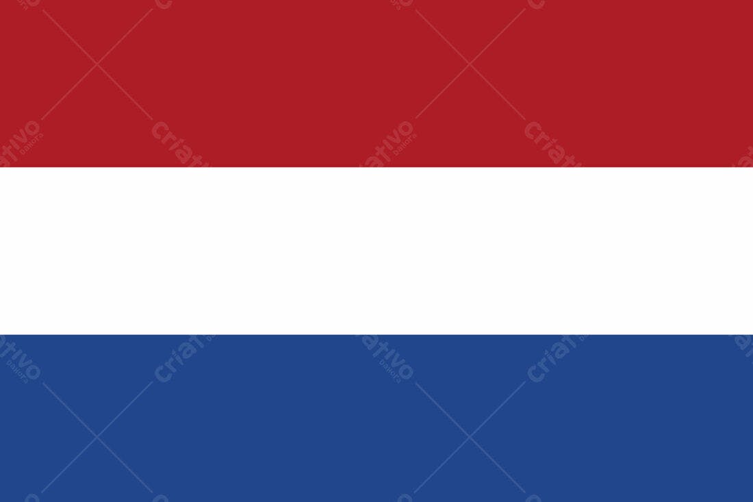 Bandeira da Holanda cores vermelha branca e azul