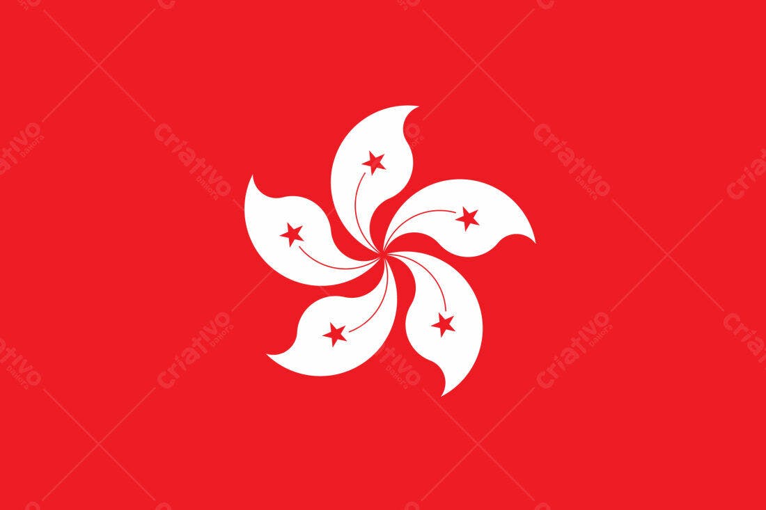 Bandeira de Hong Kong fundo vermelho