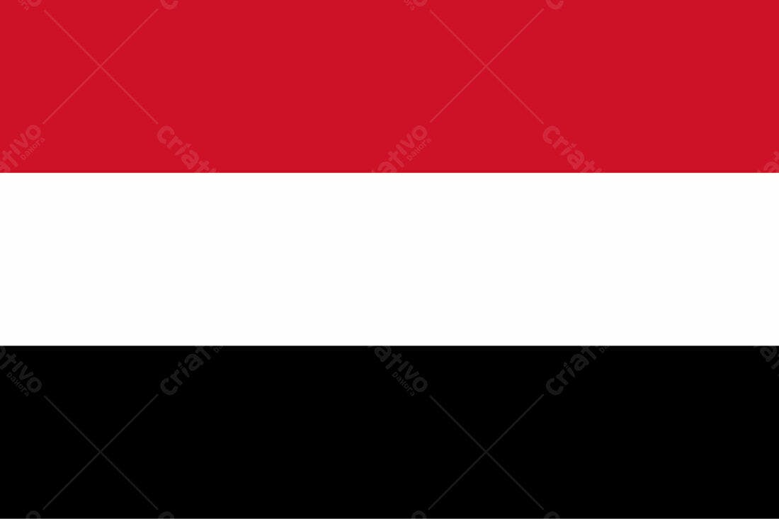 Bandeira do Iêmen fundo vermelho branco e preto