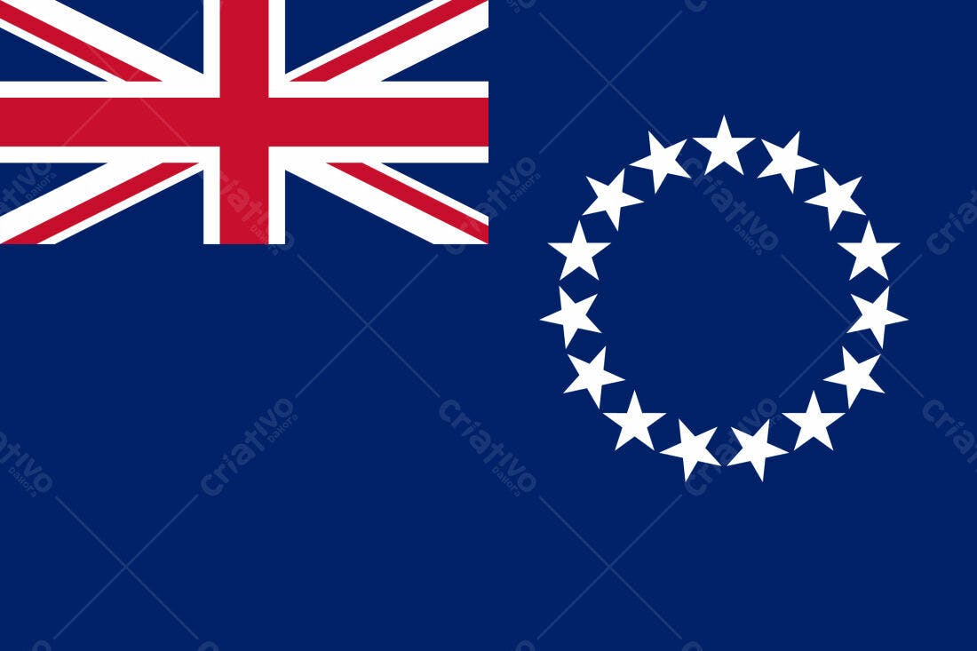 Bandeira de Cook Islands fundo azul estrelas brancas