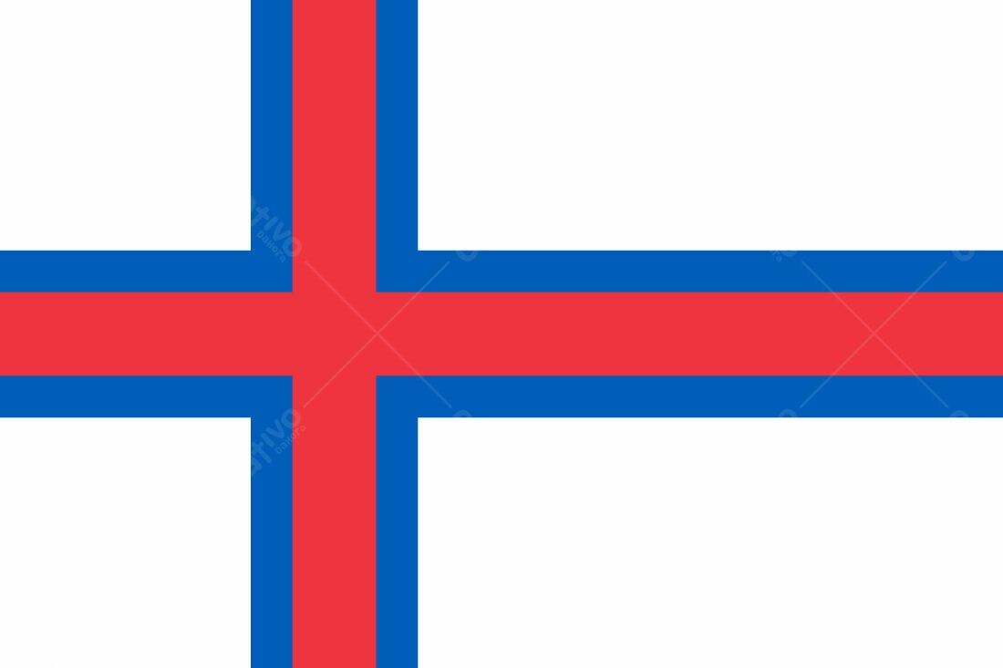 Bandeira das Ilhas Faroé vermelho azul branco