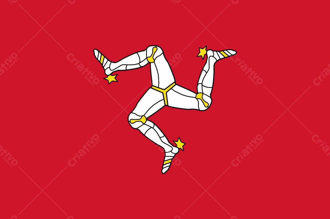 Bandeira da Ilha de Man Trípode Vermelho e Branco