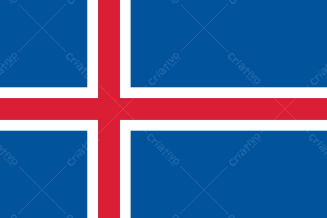 Bandeira da Islândia fundo azul vermelho e branco