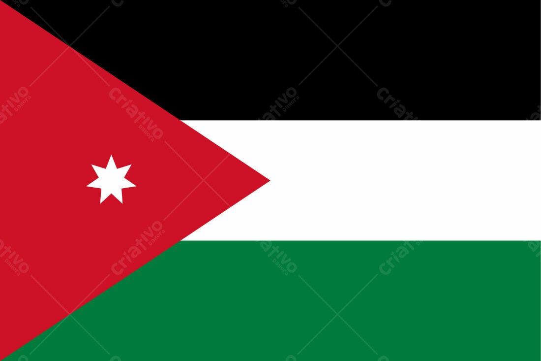 Bandeira da Jordânia cores vermelha branca verde e preta