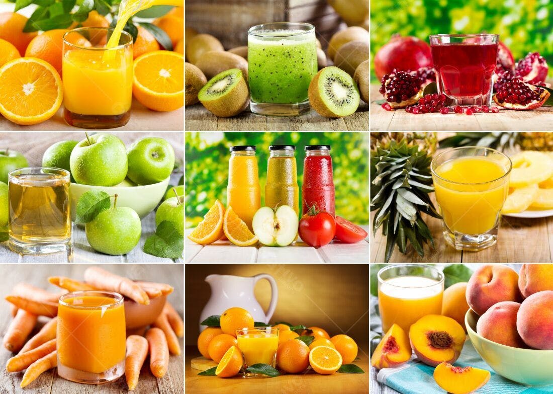 Sucos naturais frescos variedade frutas