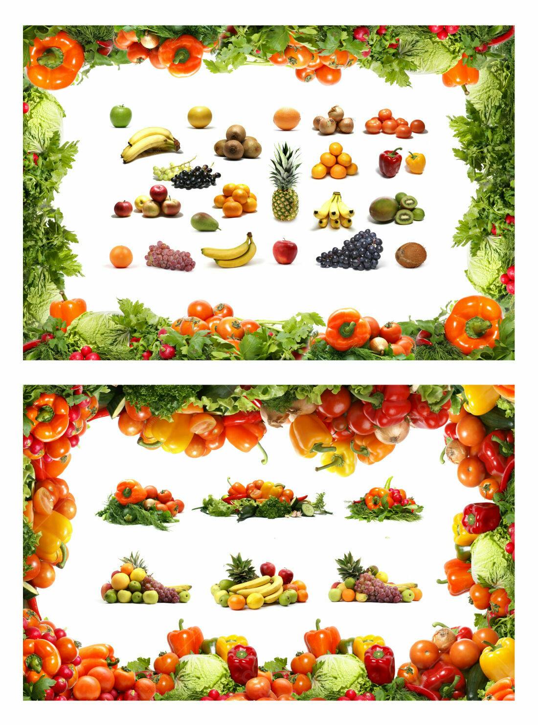 Frutas e Legumes Frescos Moldura Colorida