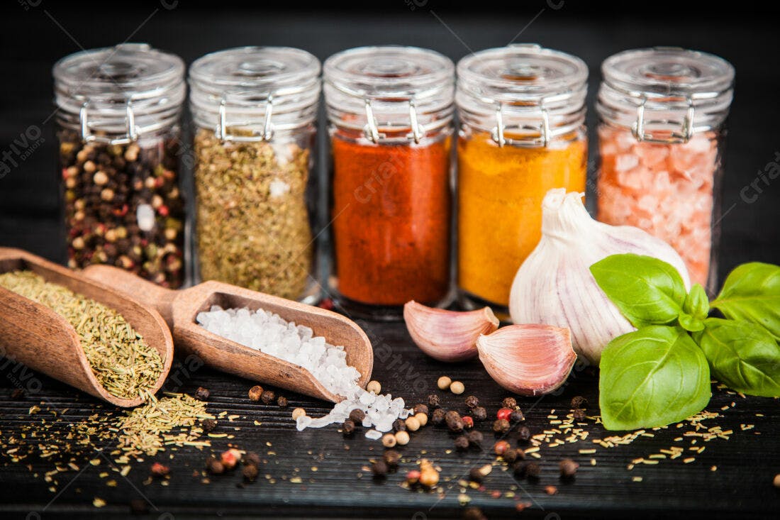 Especiarias temperos e ervas frescas