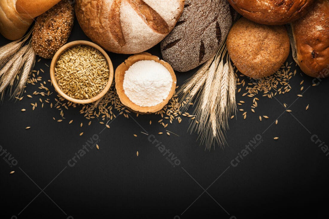 Pães artesanais trigo grãos farinha