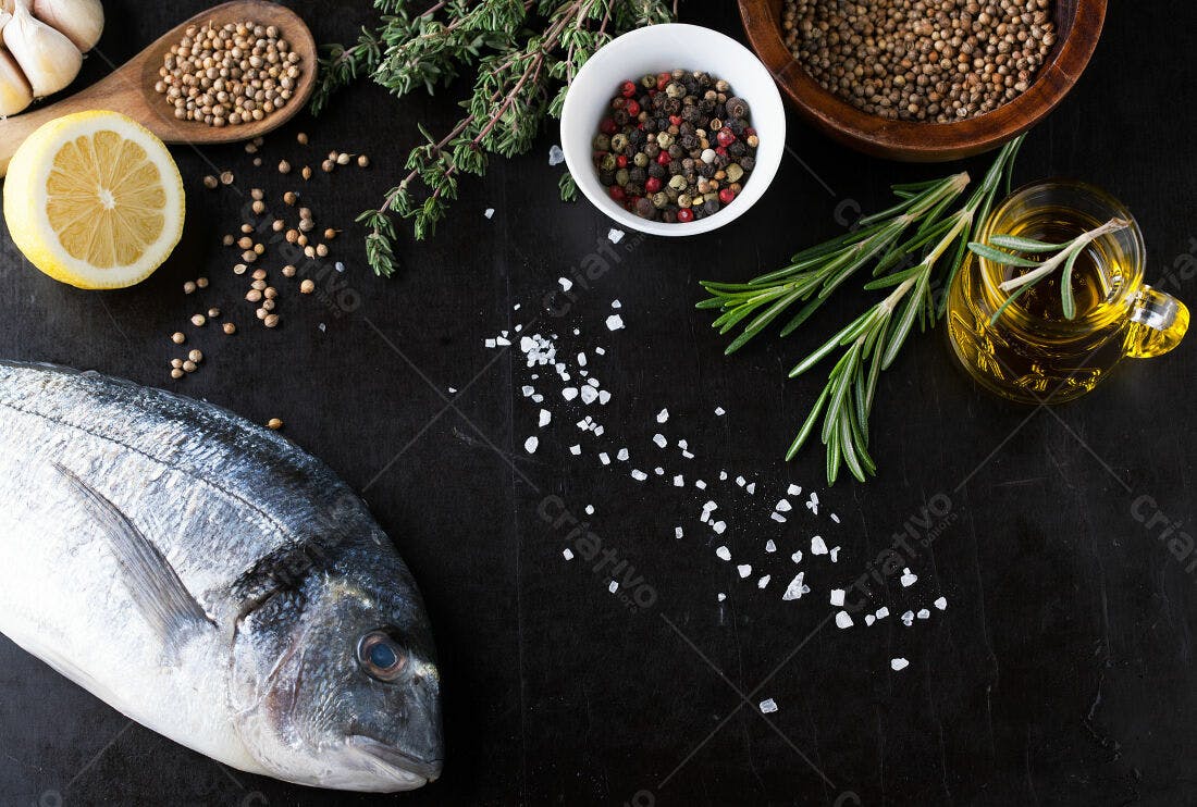 Peixe fresco com ervas e especiarias
