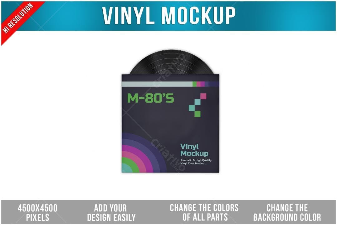 Mockup de Capa de Vinil Retrô com Design Oitentista