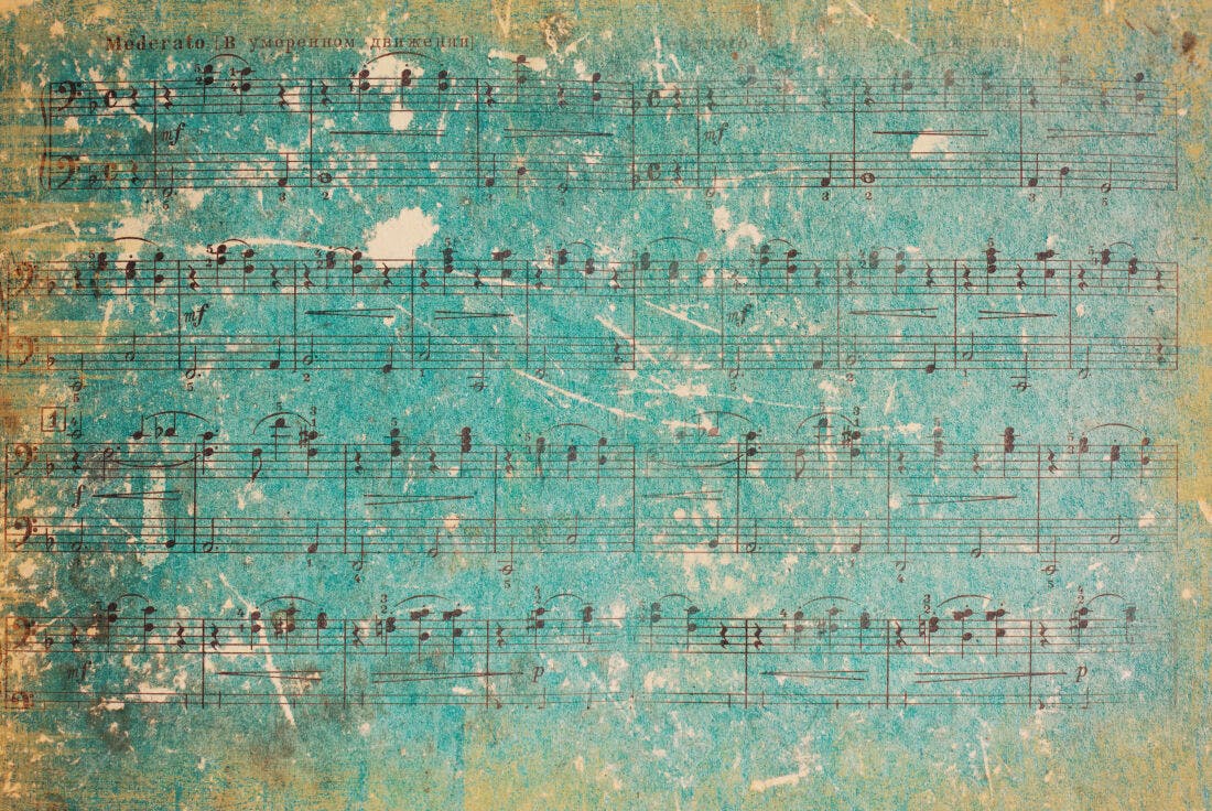 Textura Partitura Musical Verde para Fundo