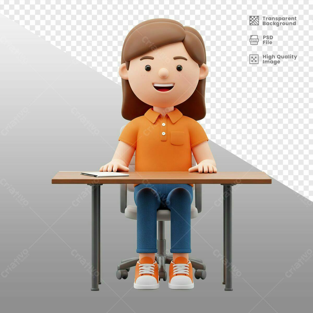 PSD Personagem 3D para Apresentação de Produto Editável