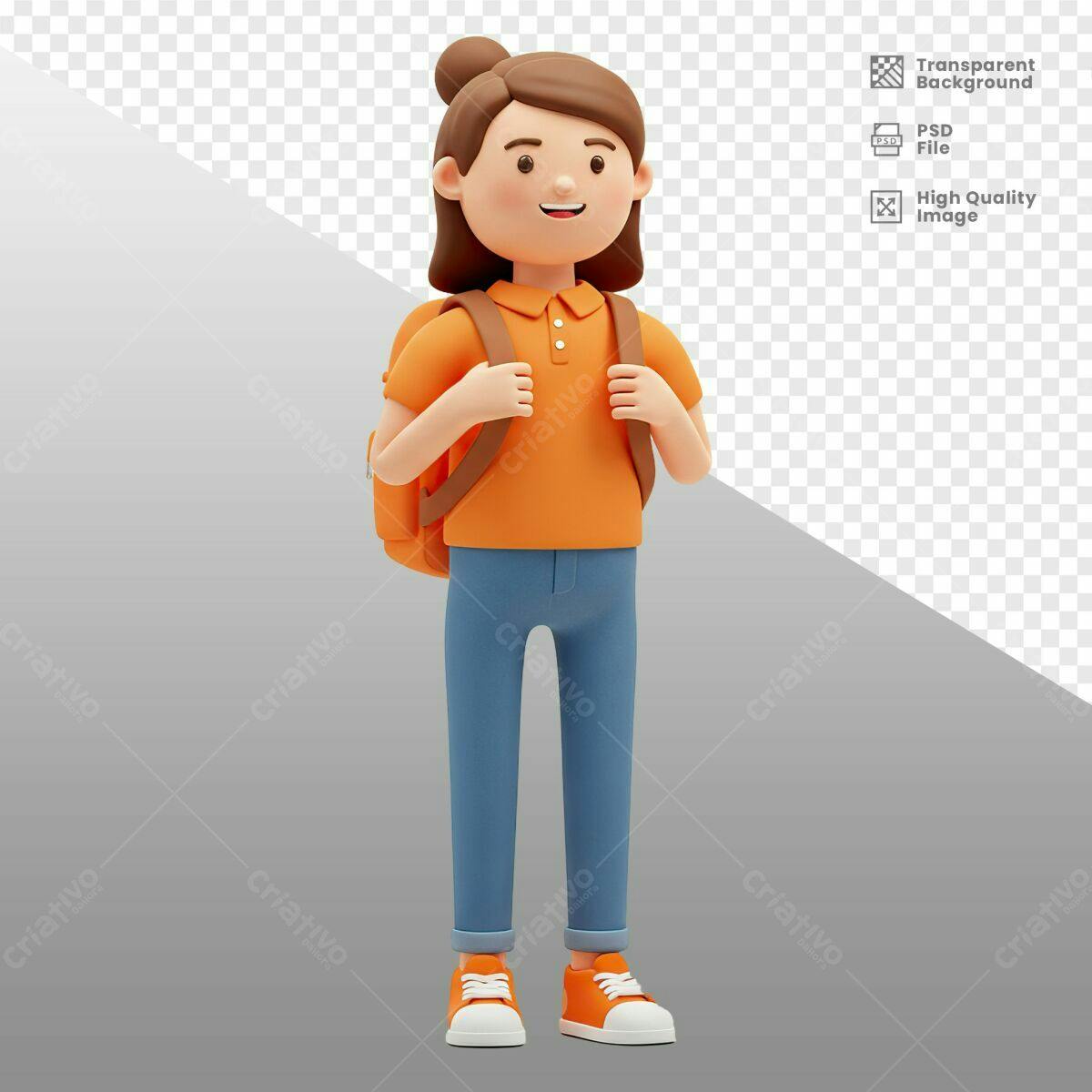 Personagem 3D para Apresentação PSD Editável