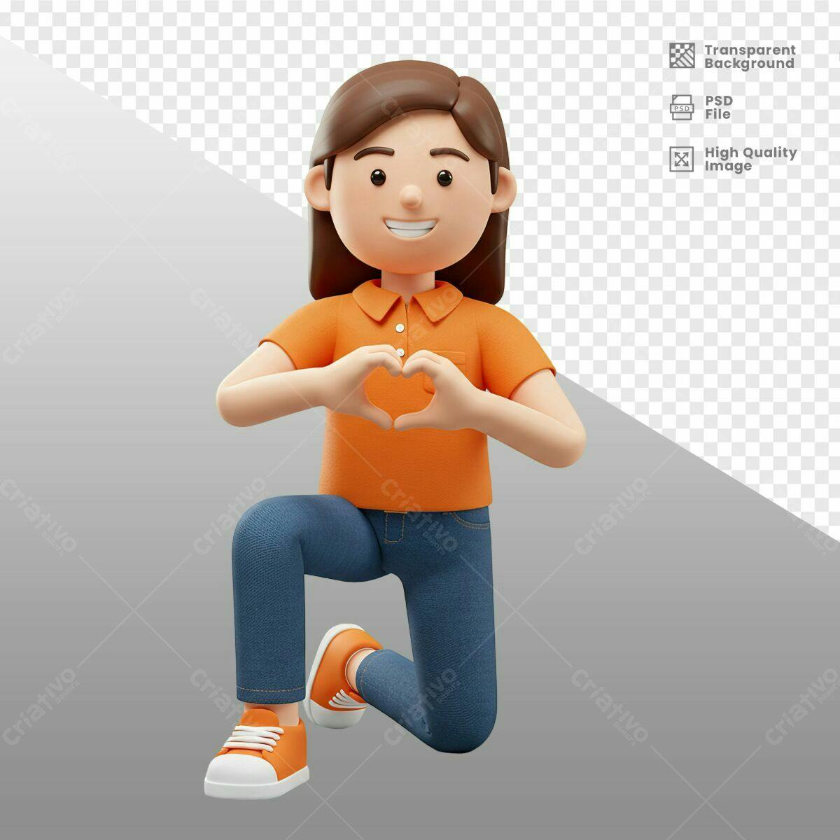 Personagem 3D Amor PSD Editável
