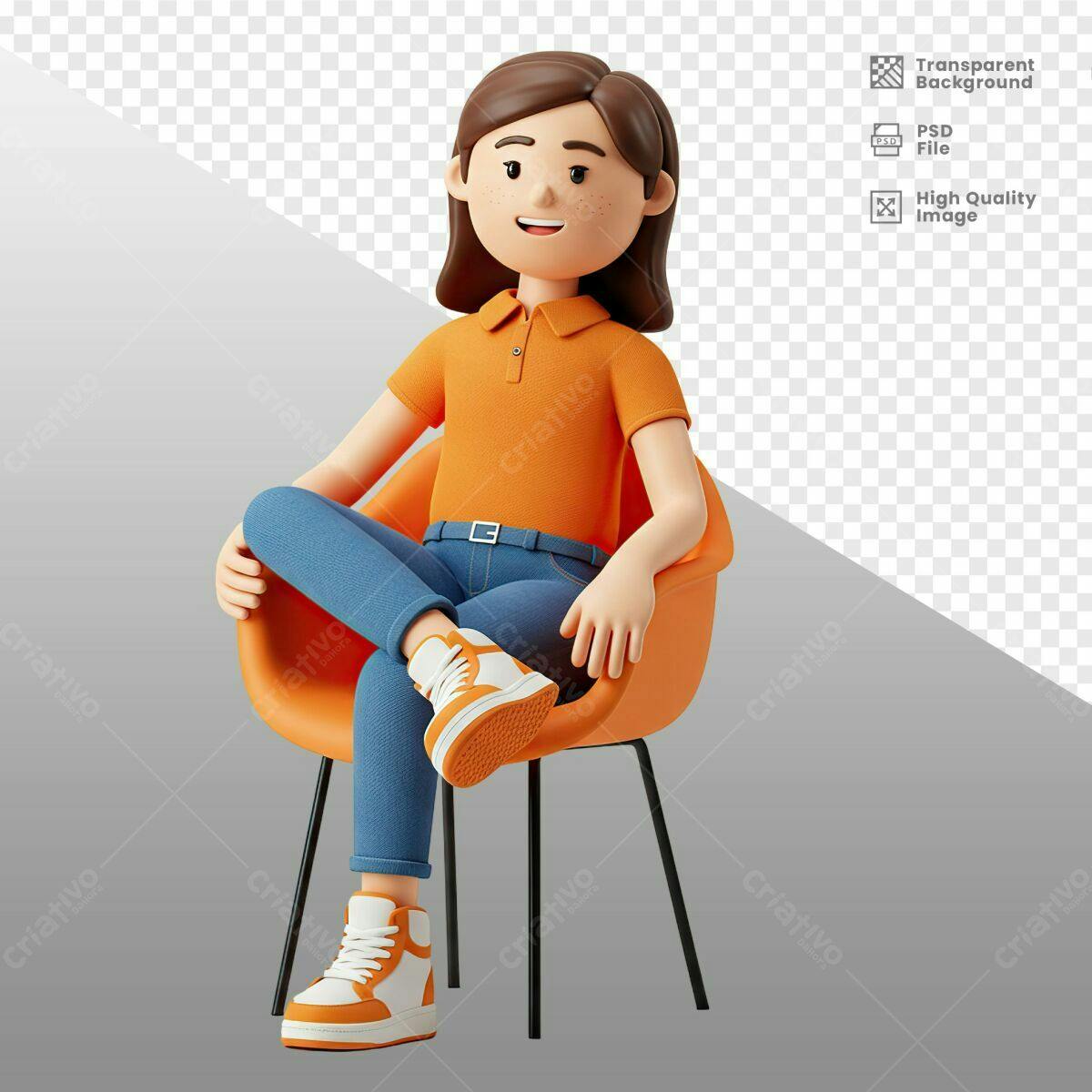 Modelo 3D Pessoa Sentada PSD Editável