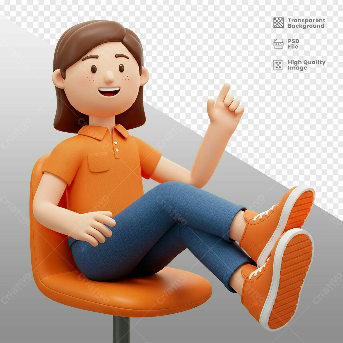 Ilustração 3D Pessoa Sentada PSD Editável