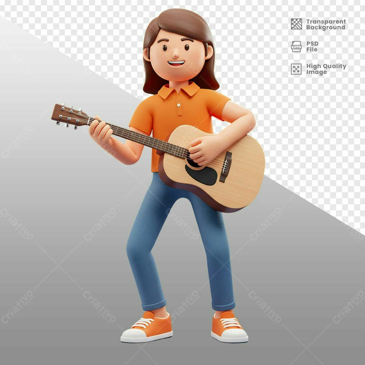 PSD Personagem tocando violão PSD Editável
