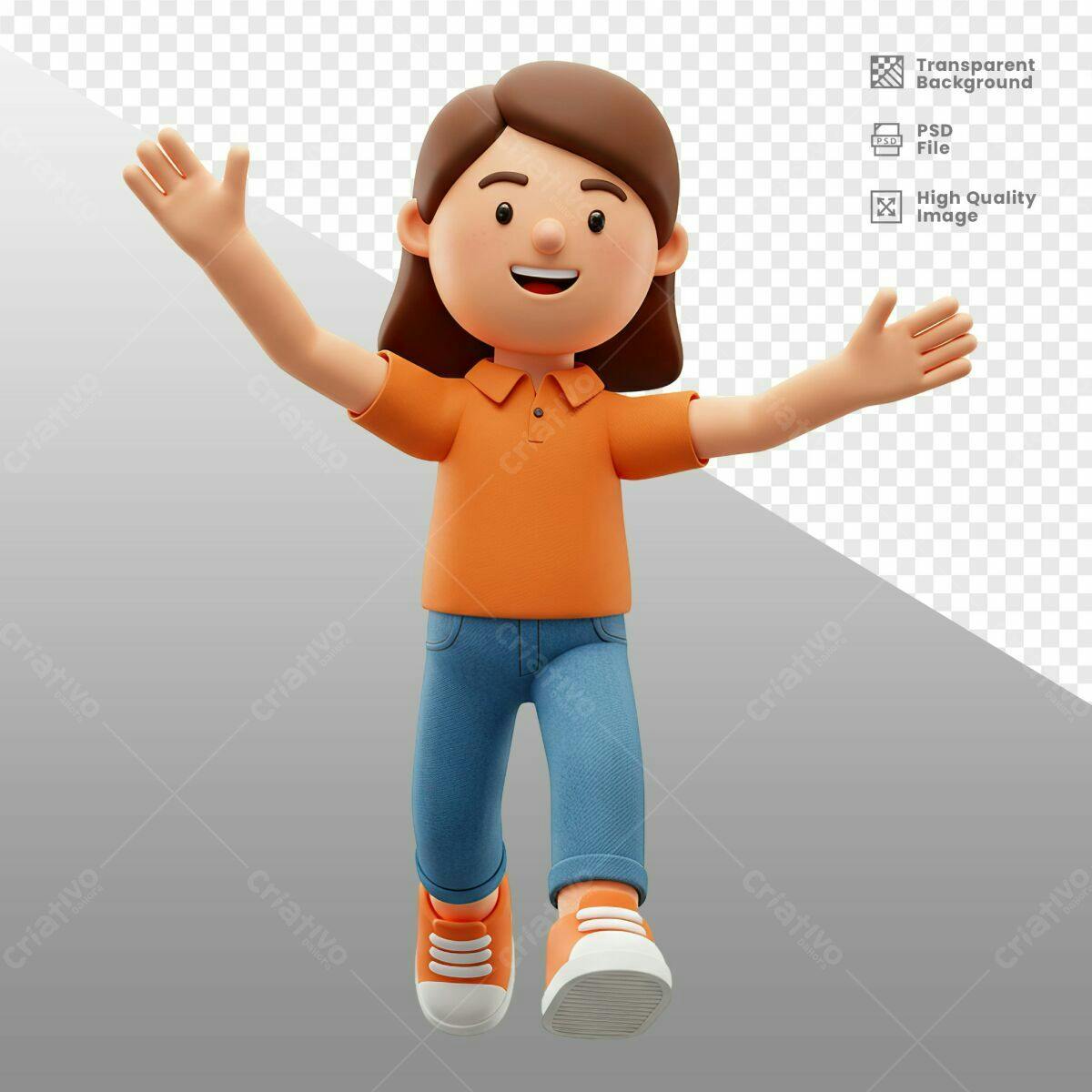 Personagem 3D Alegre PSD Editável