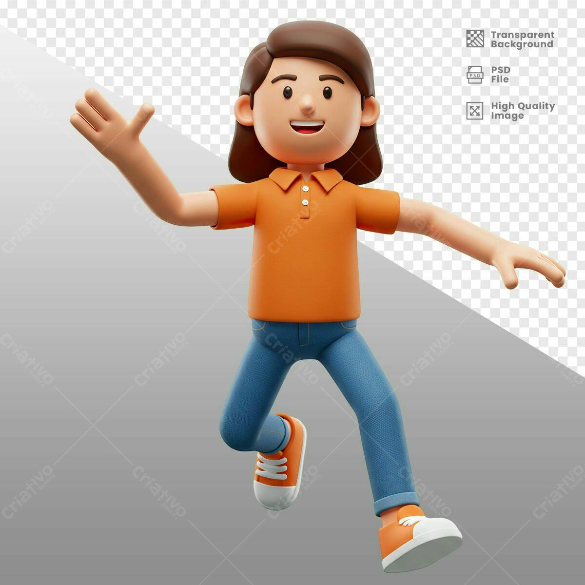 Personagem 3D para Apresentação PSD Editável