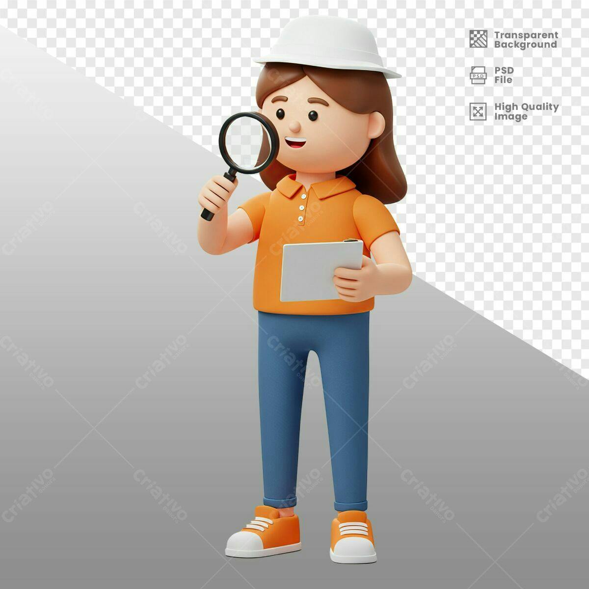 Personagem 3D para Apresentação PSD Editável