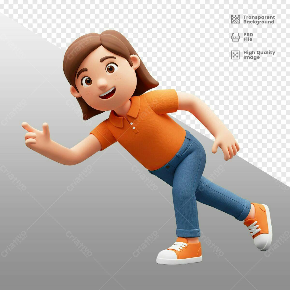 Personagem Cartoon Apontando PSD Editável