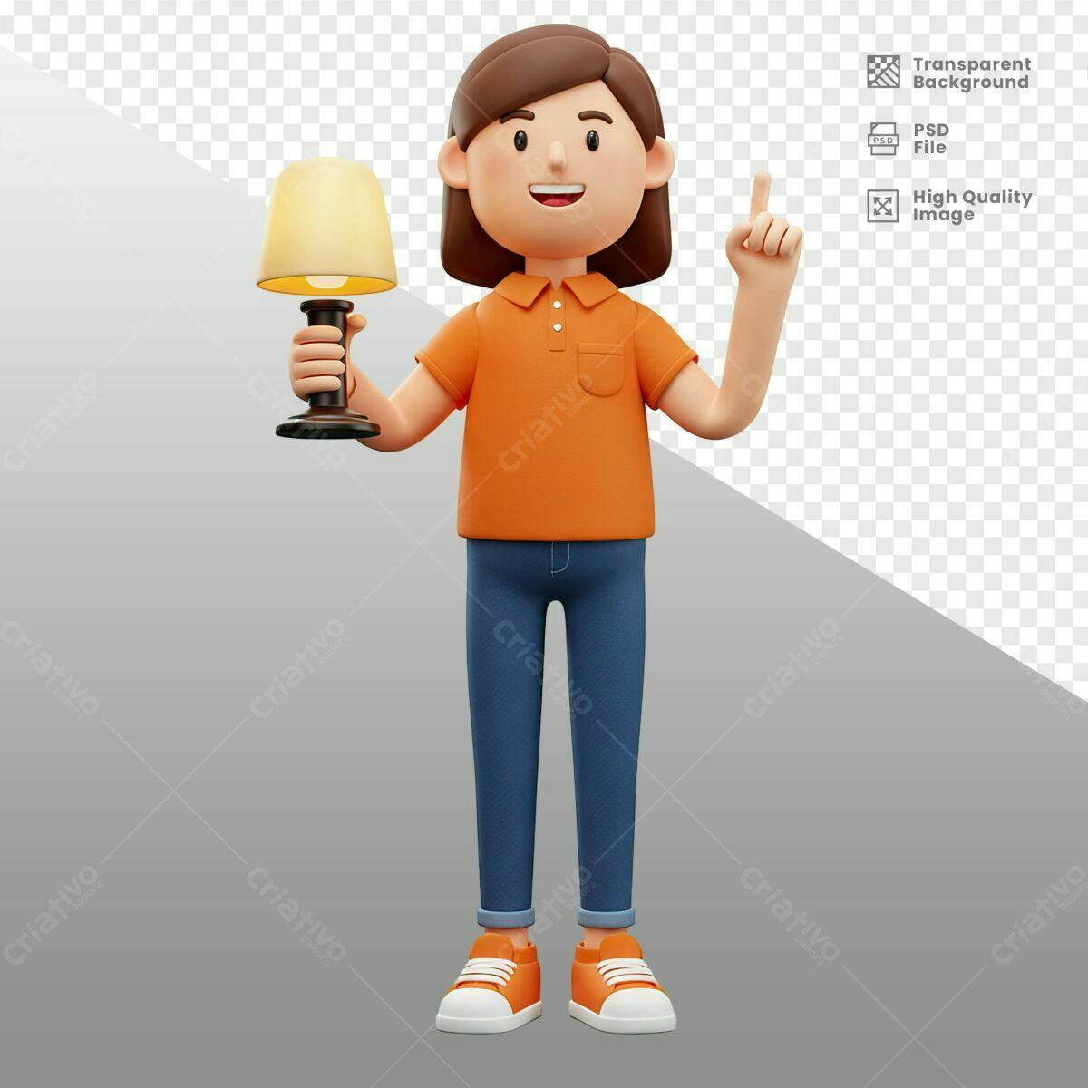 Personagem 3D Ilustração PSD Editável