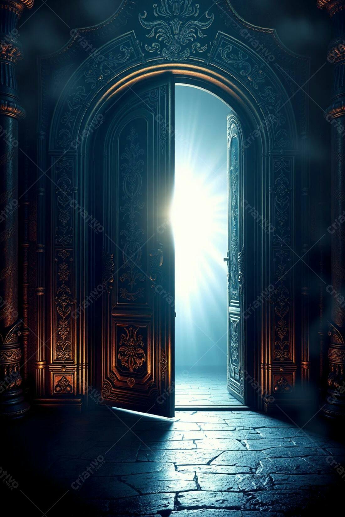 Porta antiga aberta para a luz