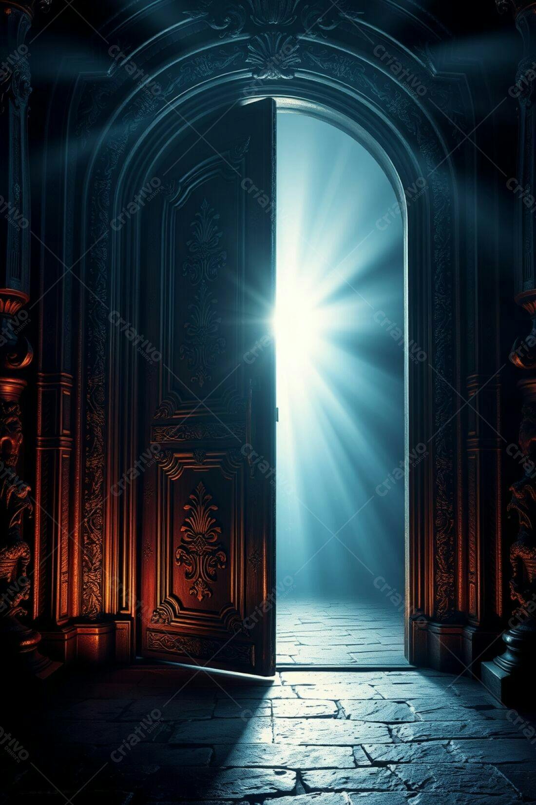 Porta Antiga Aberta Luz Misteriosa