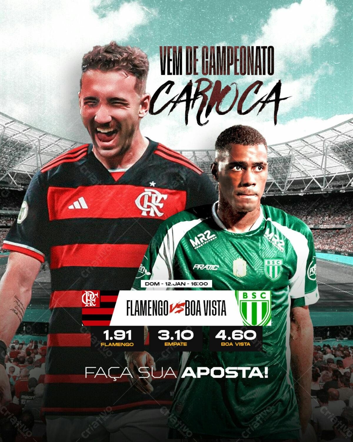 Flyer Flamengo x Boavista Campeonato Carioca PSD Editável