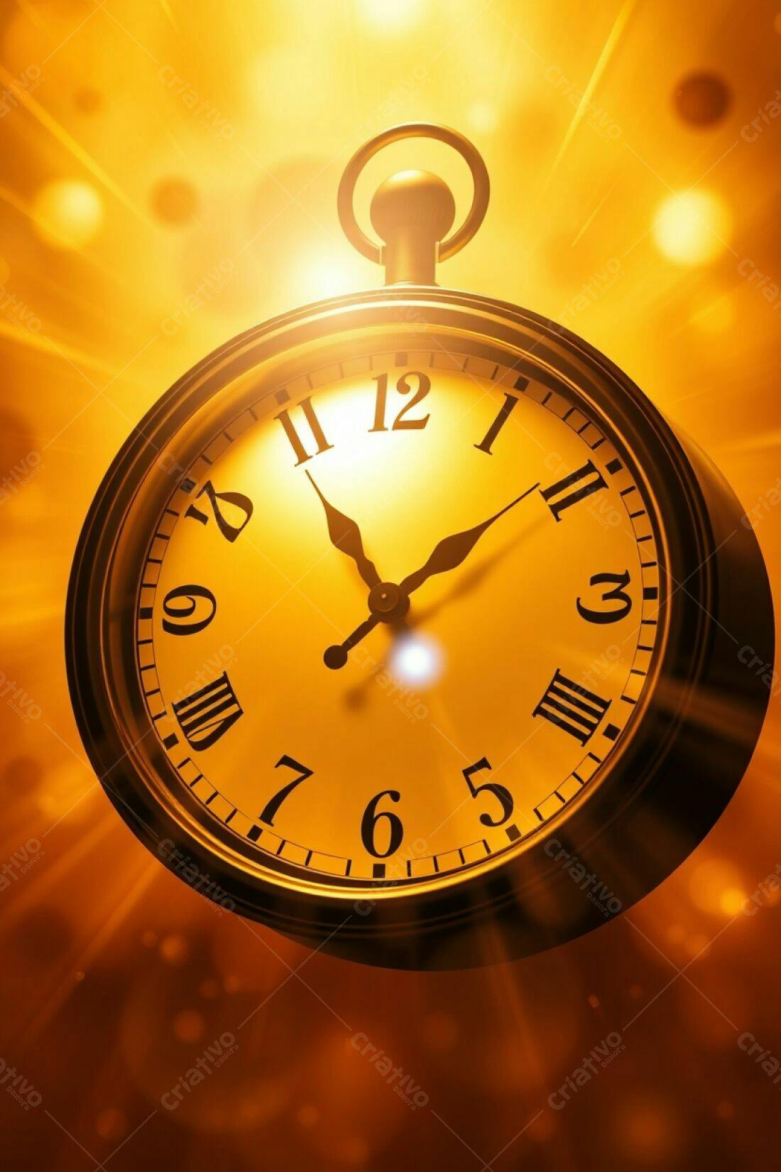 Relógio antigo dourado fundo amarelo