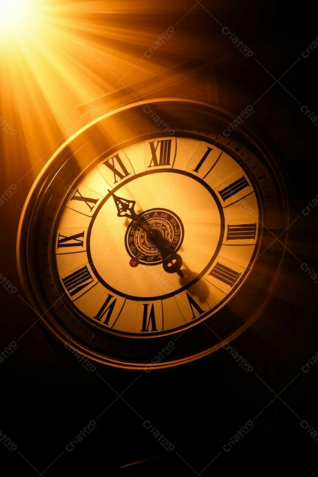 Relógio antigo dourado quase meia noite