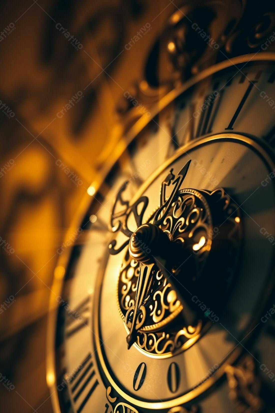 Relógio antigo dourado detalhes mecanismo