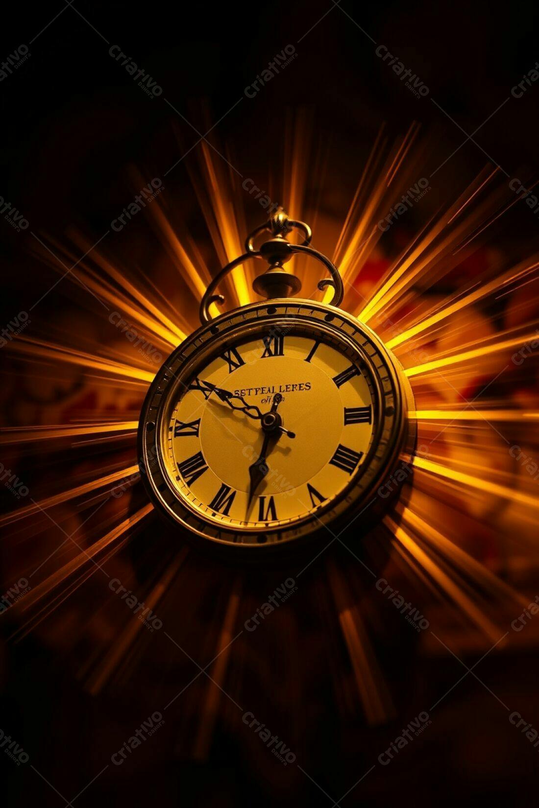 Relógio antigo dourado fundo escuro