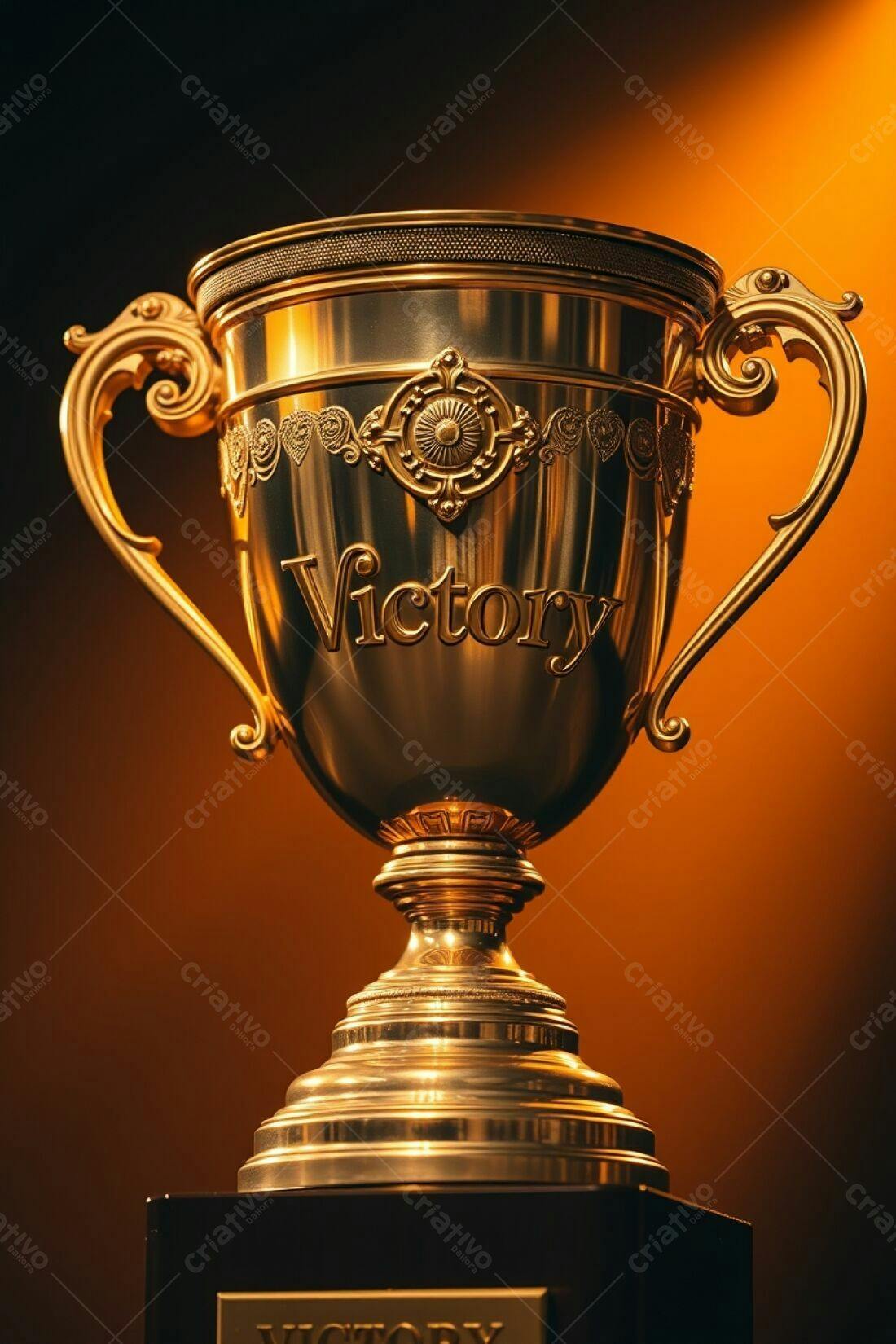 Troféu dourado Vitória fundo laranja